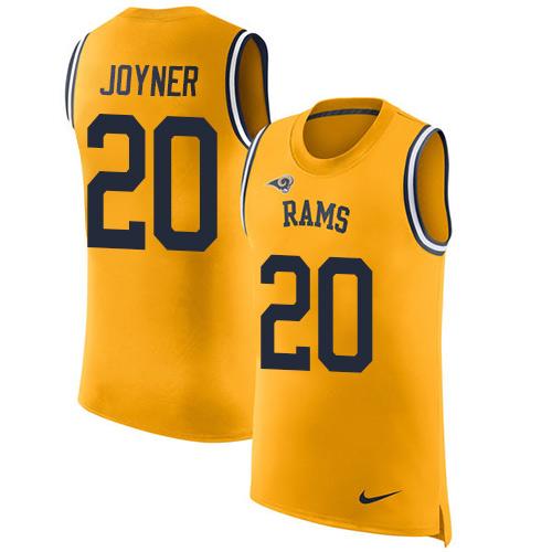 Nike Rams #20 Lamarcus Joyner Gold Men's Stitched NFL Limited Rush Tank Top Jersey - Click Image to Close